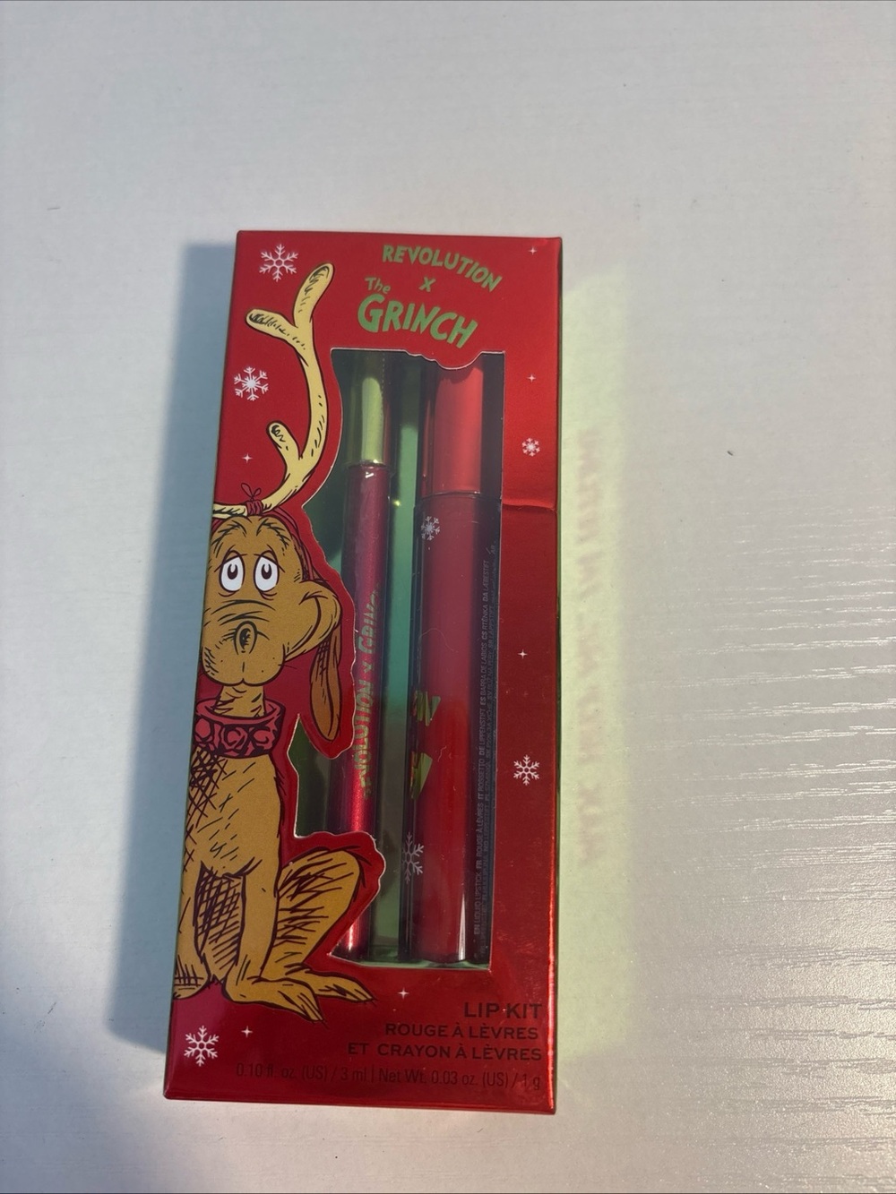 Revolution The Grinch Little Max Lip Kit Red Green 0.63 oz NIB.